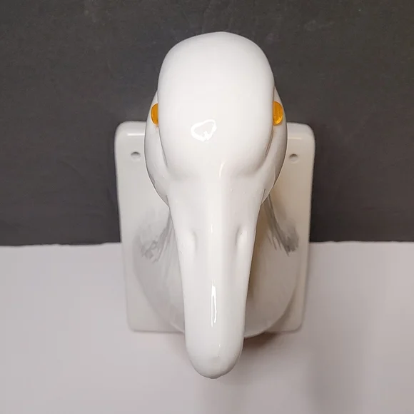 Vintage Ceramic Goose Duck Head Wall Mount Glass Eyes